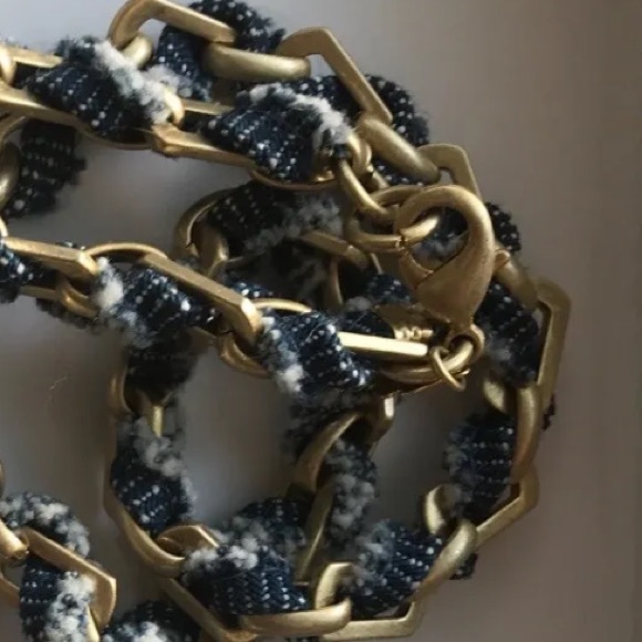 LUCKY BRAND LINK NECKLACE WITH RIBBON INSERT - GOLD TONED WRAP BRACELET - Picture 5 of 5